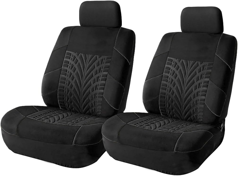 Car Seat Covers Full Set, Polyester Front Bucket Seat Protectors with Split Bench Back Seat Covers, Breathable Thicken Premium Sporty Seat Cushions, Auto Accessories for Car, SUV (Orange/Front,Back)