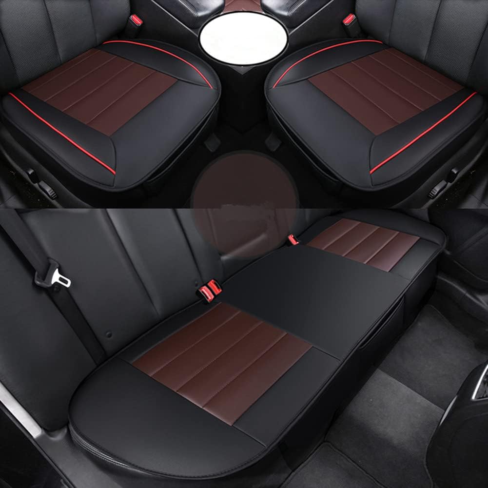 HONCENMAX Car Seat Cover Cushion Pad Mat Protector for Auto Supplies for Sedan Hatchback SUV PU Leather [Without Backrest] 2+1 Front Seat Covers&Rear Seat Cover