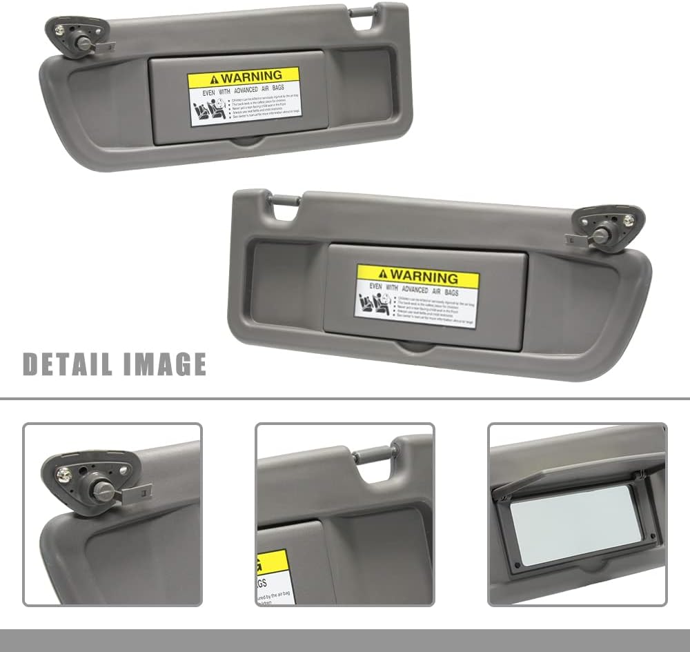 Left Driver Side & Right Passenger Side Sun Visor Replacement for 2006 2007 2008 2009 2010 2011 Honda Civic EX LX Sedan SI Coupe 83280-SNA-A01ZA 83230-SNA-A01ZA Sun Visor Assembly (Atlas Gray)