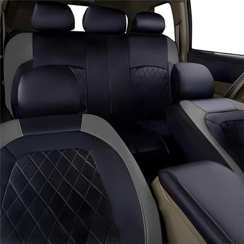 9 Pcs Car Seat Covers Full Set for Toyota RAV4 2018 2019 2020 2021 2022 2023 2024 2025, Leather Nonslip Waterproof Breathable Seat Cushion Protector Accessories,Grey