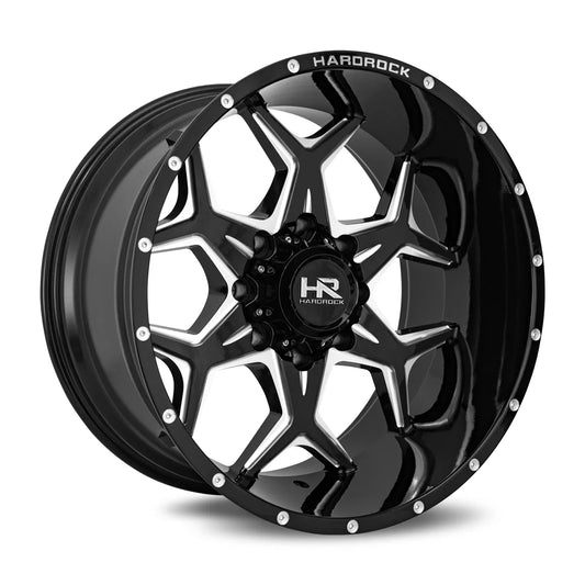 HARDROCK RECKLESS XPOSED 20X12 8X165.1 -44ET 108CB GLOSS BLACK MILLED WHEEL
