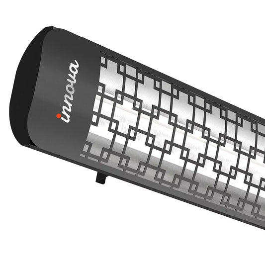 Innova-4000 Watt Electric Infrared Dual Element Heater-480 Voltage-Black Finish-Brix Decorative Fascia-Outdoor Wall Mount Electric Heater-EF40480B5