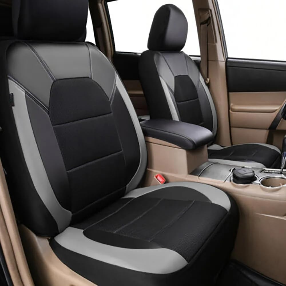 for Ford Maverick 2022 2023 2024 2025 Car Cover Seats Full Set, 9pcs Set Leather Car Seat Cushion Protectors, Airbag Compatible, 5 Seats,B/BlackGrey