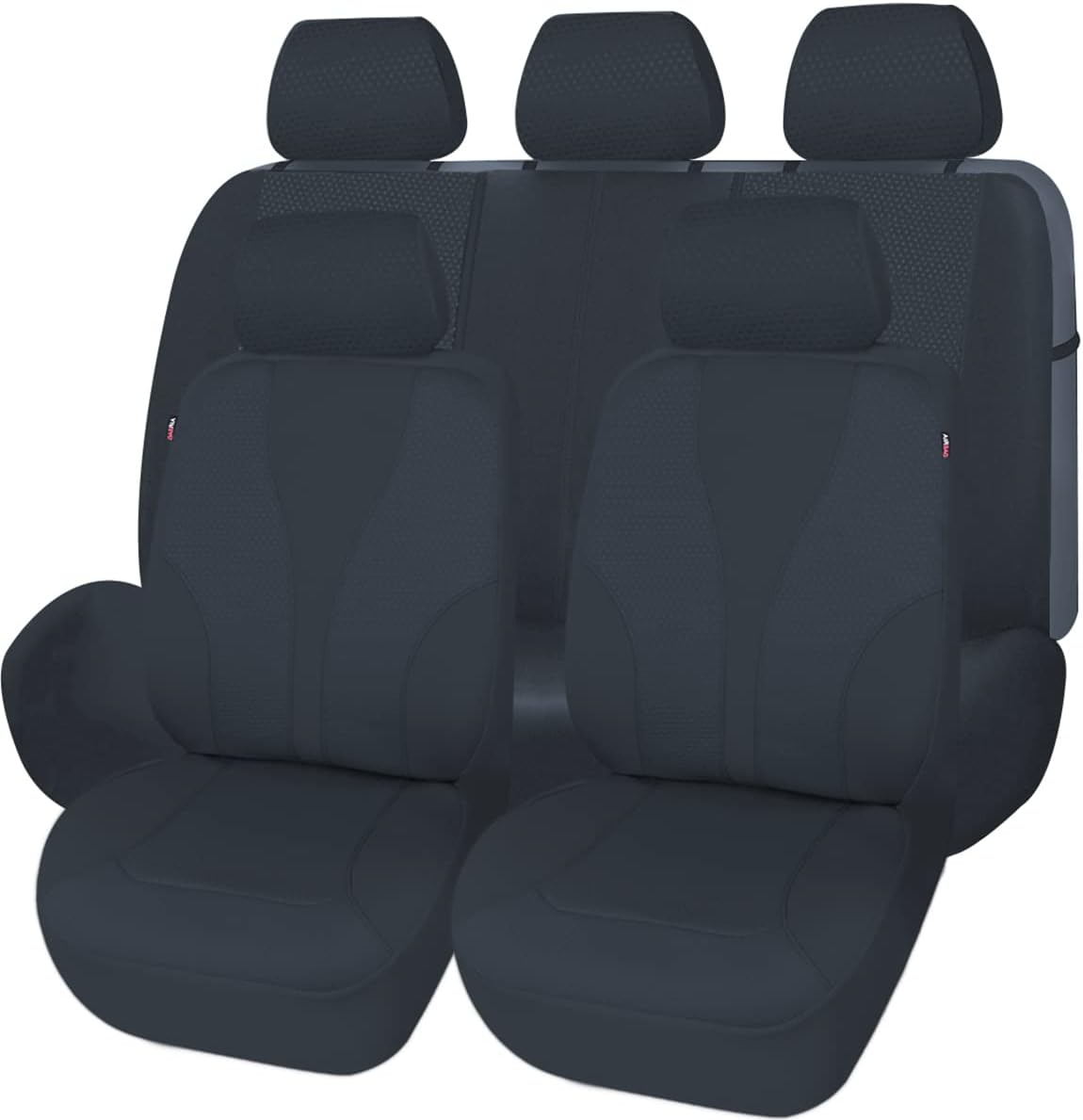 Flying Banner Car Seat Covers Full Cover Universal fit Car Truck SUV Van Hot Stamp Breathable Rear Bench Split Polyester Fabric (Gray Gray, Full Set - Low Back - Neoprene)