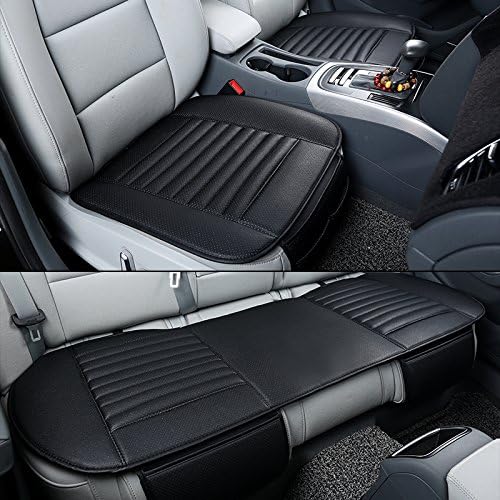 HONCENMAX Car Interior Seat Cushion Cover Pad Mat for Auto Car Supplies PU Leather Bamboo Charcoal [Without Backrest] - 2+1 Front & Rear Seat Covers