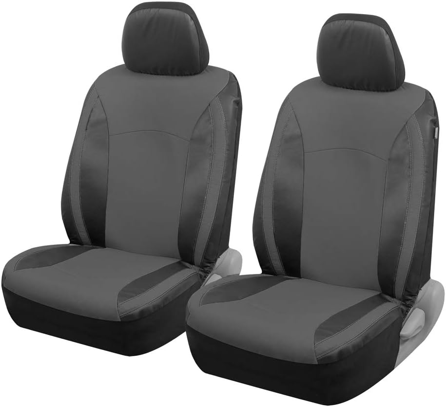 BDK Auto MTSC-424-CC: 2Pk Seat Cover (PVC)-Black/Charcoal