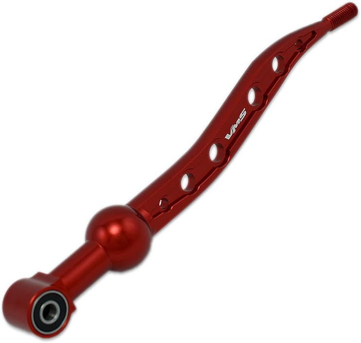 VMS Racing Dual Bend SHORT THROW SHIFTER in RED CNC Aluminum for Honda Civic (88-00) and Del Sol (93-97) EK EK4 EK9 EM1 EF EF9 EG EG6 EJ1 D15 D16 B16 B18 JDM 88 89 90 91 92 93 94 95 96 97 98 99 00 1988 1989 1990 1991 1992 1993 1994 1995 1996 1997 199