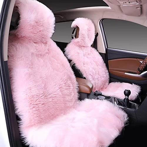 1Pc Faux Sheepskin Wool Fur Car Seat Cover for Cars SUV Trucks Universal Fit, Soft Plush Synthetic Wool Buck Fur Car Seat Cushions by FLMaples(Black)