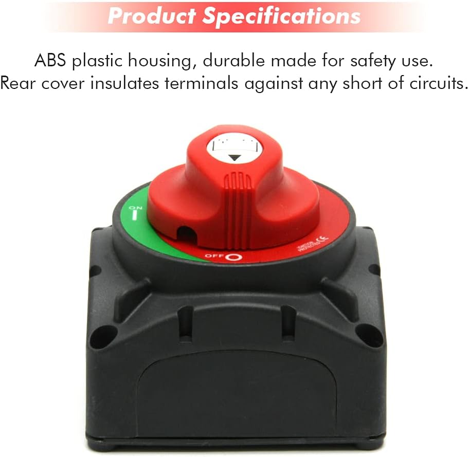 Battery Switch 12-48 V 600A Continuous Battery Power Cutoff Master Switch Disconnect Isolator for Car Vehicle RV ATV UTV Marine Boat On Off Position (On/Off, High Current)