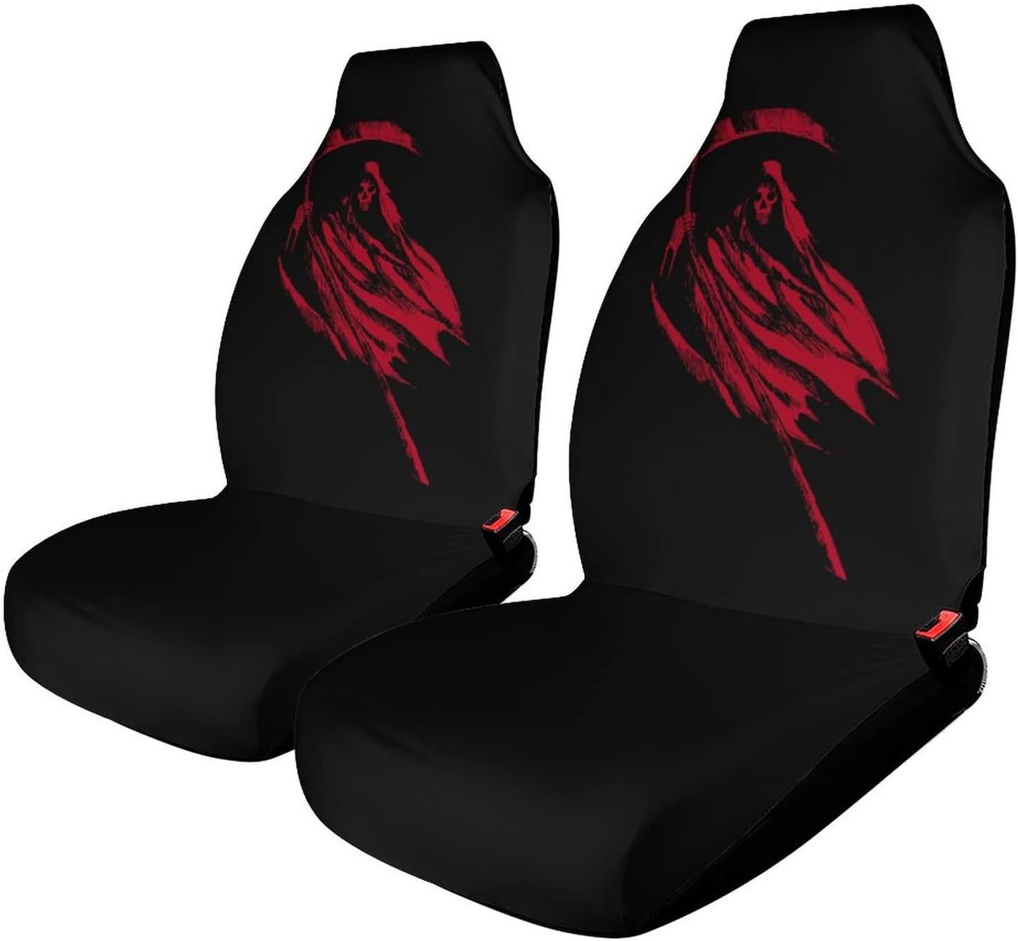 Red Grim Reaper Car Seat Cover Front Seats Cover Elastic Automotive Seat Protective Case Fit Cars, SUVs, Trucks