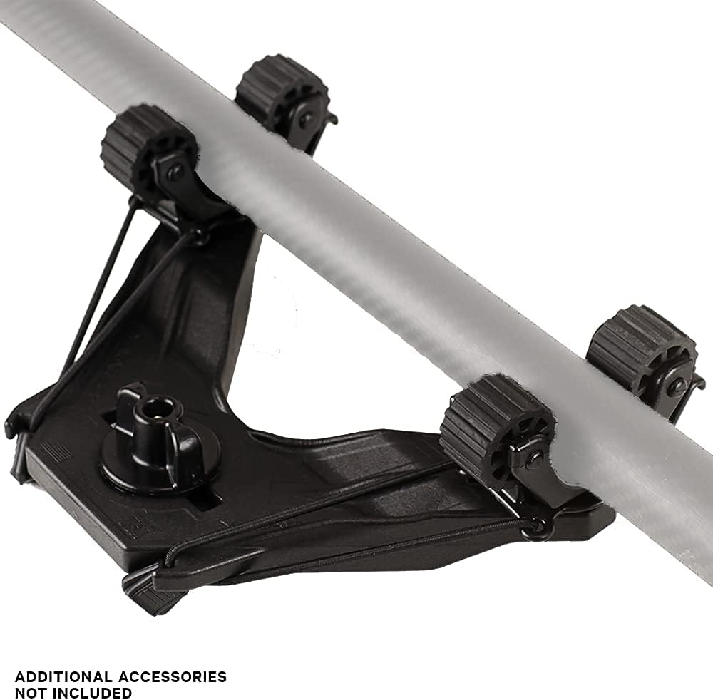 YakAttack DoubleHeader with Dual RotoGrip Paddle Holders | Offset Kayak Paddle Holder | Multi-Accessory Track Mount | Includes SnapNStrap Tethers | Compatible with GearTrac & Most Kayak Tracks