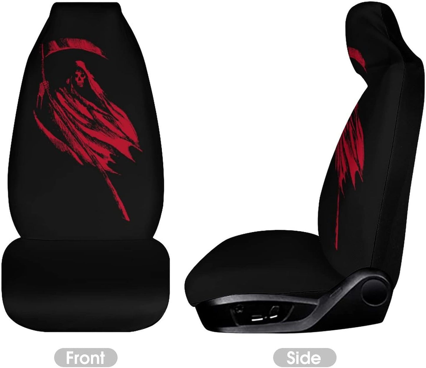 Red Grim Reaper Car Seat Cover Front Seats Cover Elastic Automotive Seat Protective Case Fit Cars, SUVs, Trucks