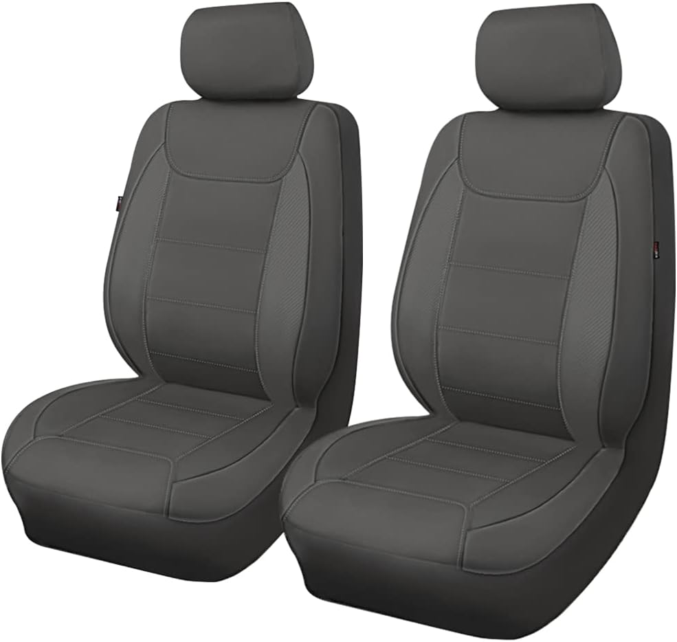 Flying Banner car seat Covers Protects Water Proof Faux Leather Carbon Fiber Front and Rear Bench (Black Black, Full Set - 9PCS)