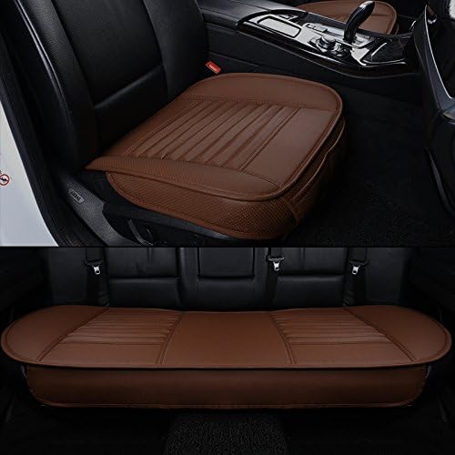 HCMAX Car Interior Seat Cushion Cover Edge Wrapping Pad Mat for Auto Car Supplies PU Leather [Without Backrest] Brown 3 Pack