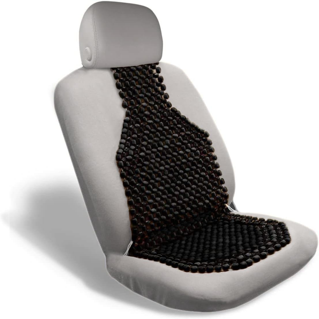 VaygWay Wood Beaded Comfort Seat Cushion Seat Cover – Wooden Beaded Car Seat Cover – Natural Wood Double Strung Beads – Massage Comfort Cover Car Seat – Universal SUV Auto Office Home
