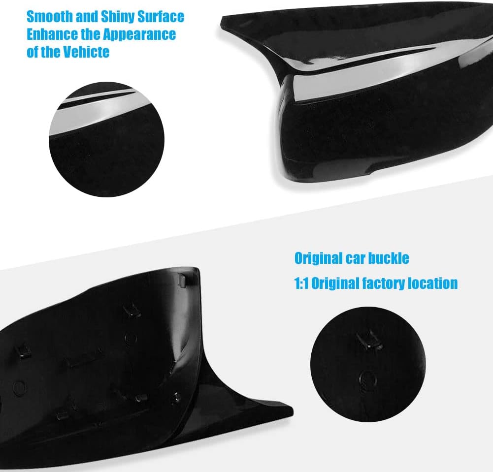 Black Rearview Mirror Cover Cap Compatible with 2014-2020 Infiniti Q50 Sedan and 2015-2020 Infiniti Q60 Q70 QX30 QX50 (Gloss Black)