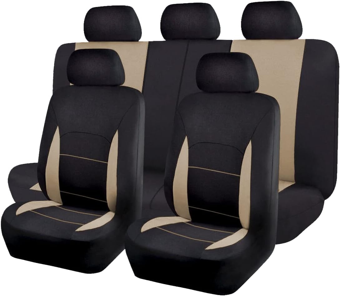 Flying Banner Car Seat Covers Front Seats Rear Bench Polyester Car Seat Protectors Easy Installation Split Rear Bench Classic Man Lady Truck (Comp Set, Pink Black and Light Pink.