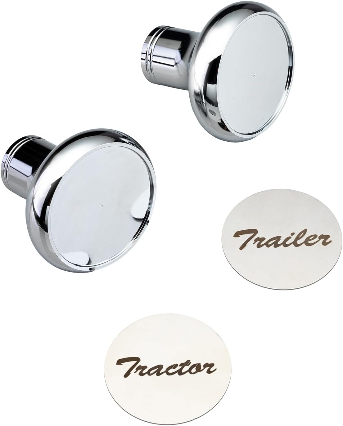Xintre Pair of Tractor/Trailer Air Valve Knobs Made from Aluminum Interior Accessories Air Brake knobs Compatible with Kenworth T680 Peterbilt 379 389 579 Freightliner, Chrome Stainless Steel (2 Set)