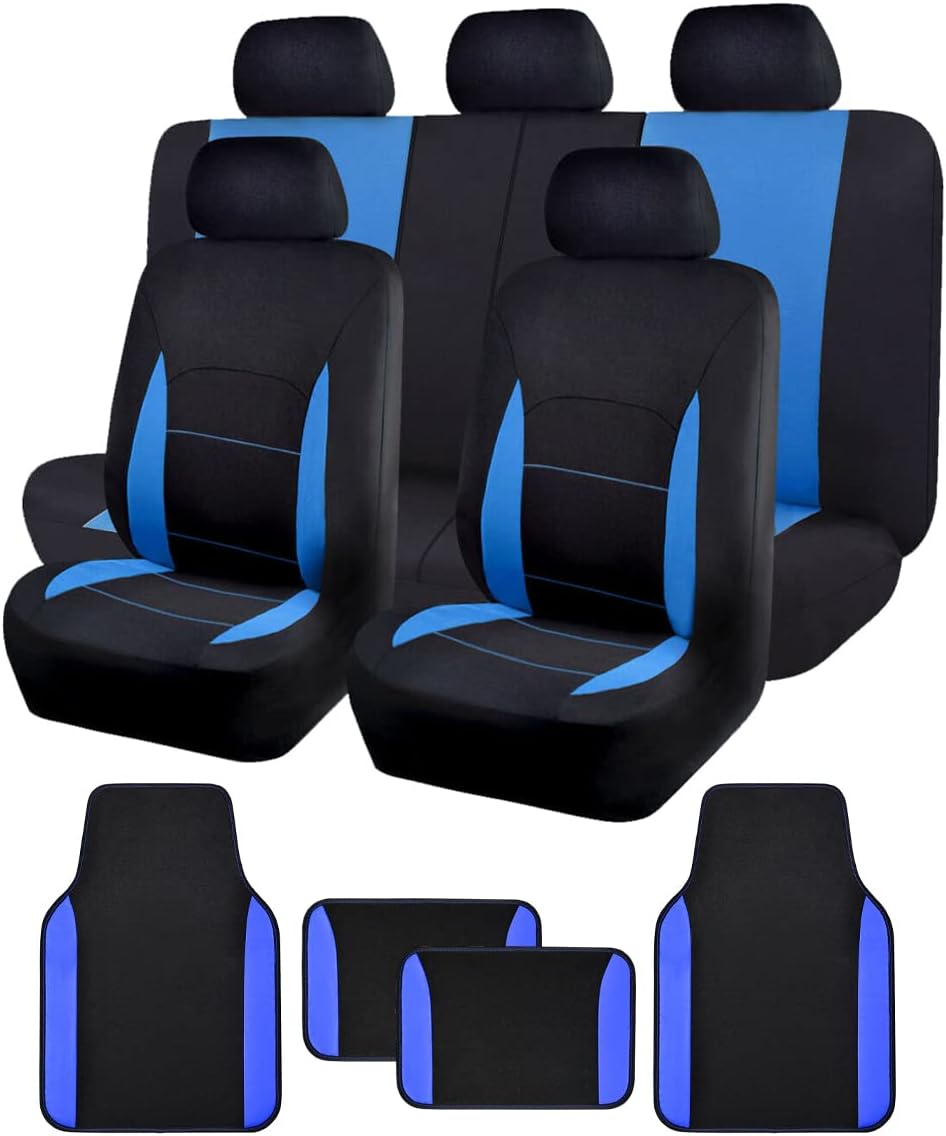 Flying Banner Car Seat Covers Full Set 9 PCS Rear Bench with 3 Zippers Split into 40/50 50/50 60/40 Truck SUV