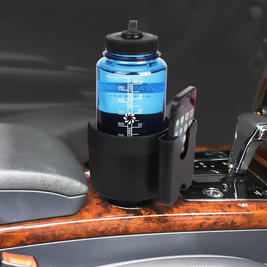 Coricha Cup Holder Expander for Car 2 in 1 Cup Phone Holder Large Automotive Cup Holder Adapter Fits Hydro Flask, Yeti, Nalgene, Large 32/40 oz. Bottles & Big Drinks (Black)