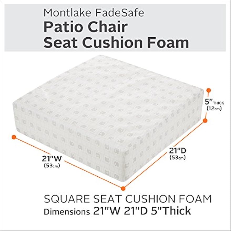 Classic Accessories Patio Furniture Outdoor Cushion Foam, 21" x 21" x 5"