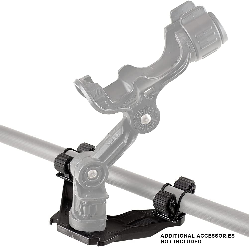 YakAttack DoubleHeader with Dual RotoGrip Paddle Holders | Offset Kayak Paddle Holder | Multi-Accessory Track Mount | Includes SnapNStrap Tethers | Compatible with GearTrac & Most Kayak Tracks