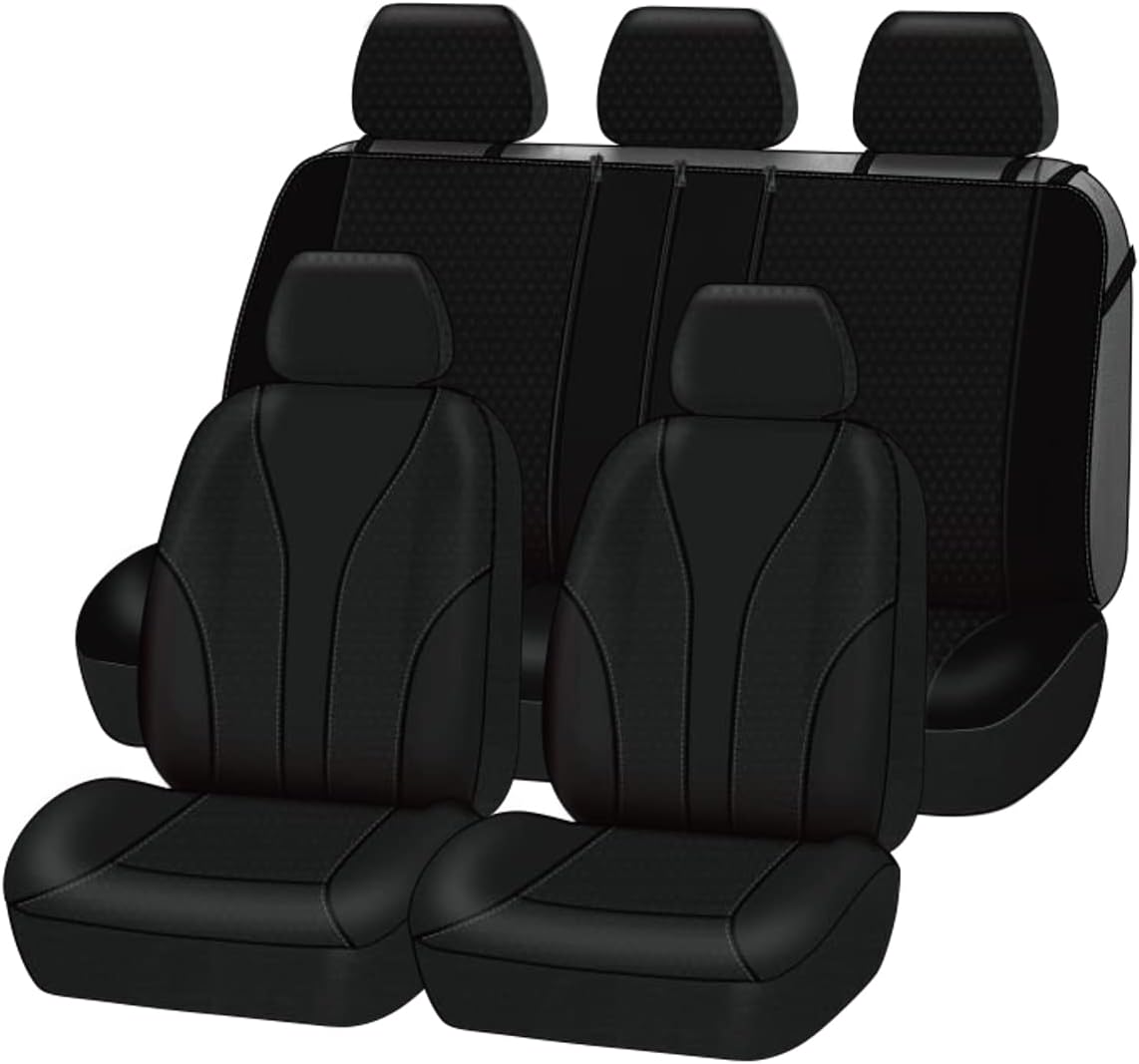 Flying Banner Car Seat Covers Full Cover Universal fit Car Truck SUV Van Hot Stamp Breathable Rear Bench Split Polyester Fabric (Gray Gray, Full Set - Low Back - Neoprene)