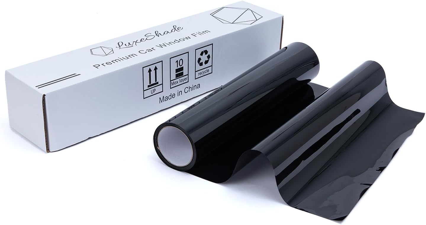 LuxeShade Auto Window Tint Film Roll - 5% VLT Privacy, UV Protection, Scratch & Heat Resistant - Blackout Shade for Car Windows - Nano Carbon Formula - Automotive Baby Protection - 24" x100' Roll