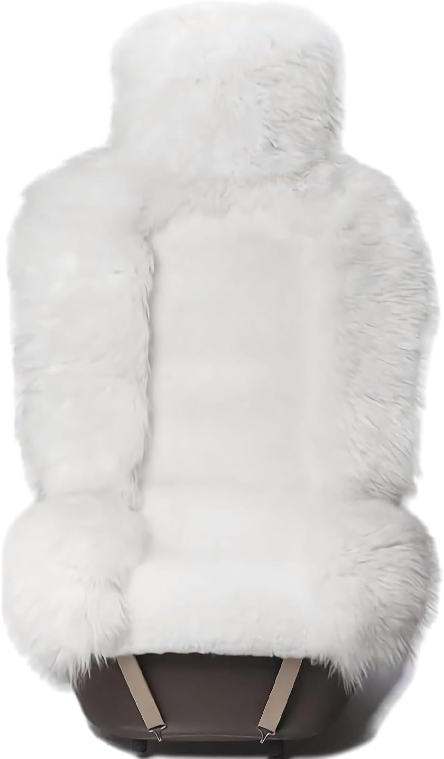 Gracefur Sheepskin Car Seat Cover Genuine Wool Seat Cover Fluffy Fur Front Seat Covers Fits Cars, Trucks, SUV, or Van (White)