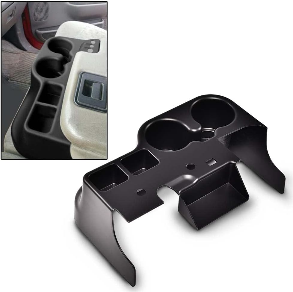 G-PLUS Center Console Cup Holder Insert Compatible with Ford Super Duty F250 F350 F450 1999 2000 2001 Cupholder Black