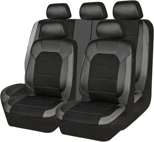 for Ford Maverick 2022 2023 2024 2025 Car Cover Seats Full Set, 9pcs Set Leather Car Seat Cushion Protectors, Airbag Compatible, 5 Seats,B/BlackGrey