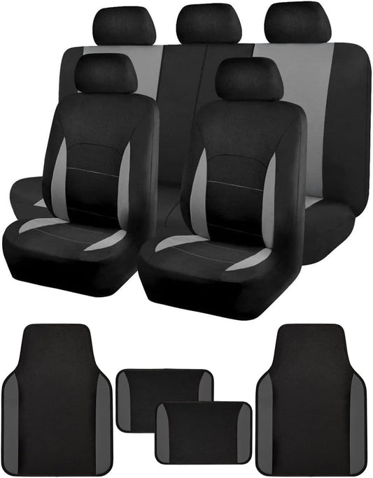 Flying Banner Car Seat Covers Full Set 9 PCS Rear Bench with 3 Zippers Split into 40/50 50/50 60/40 Truck SUV