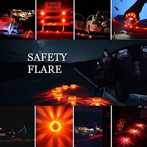 Tobfit LED Road Flares Portable Emergency Lighting Flare Kit with Magnetic Base & Hook for Car and Boat (Set of 6)