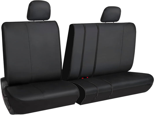 SG Edge SUV Rear Bench Seat Cover for All 2nd or 3rd Row Split Folding Back Seats, Fits 60/40 or 50/50 Split Bench Seats or 50/50 Rear Third Row Backseat, Universal, Easy to Clean, Black Faux Leather