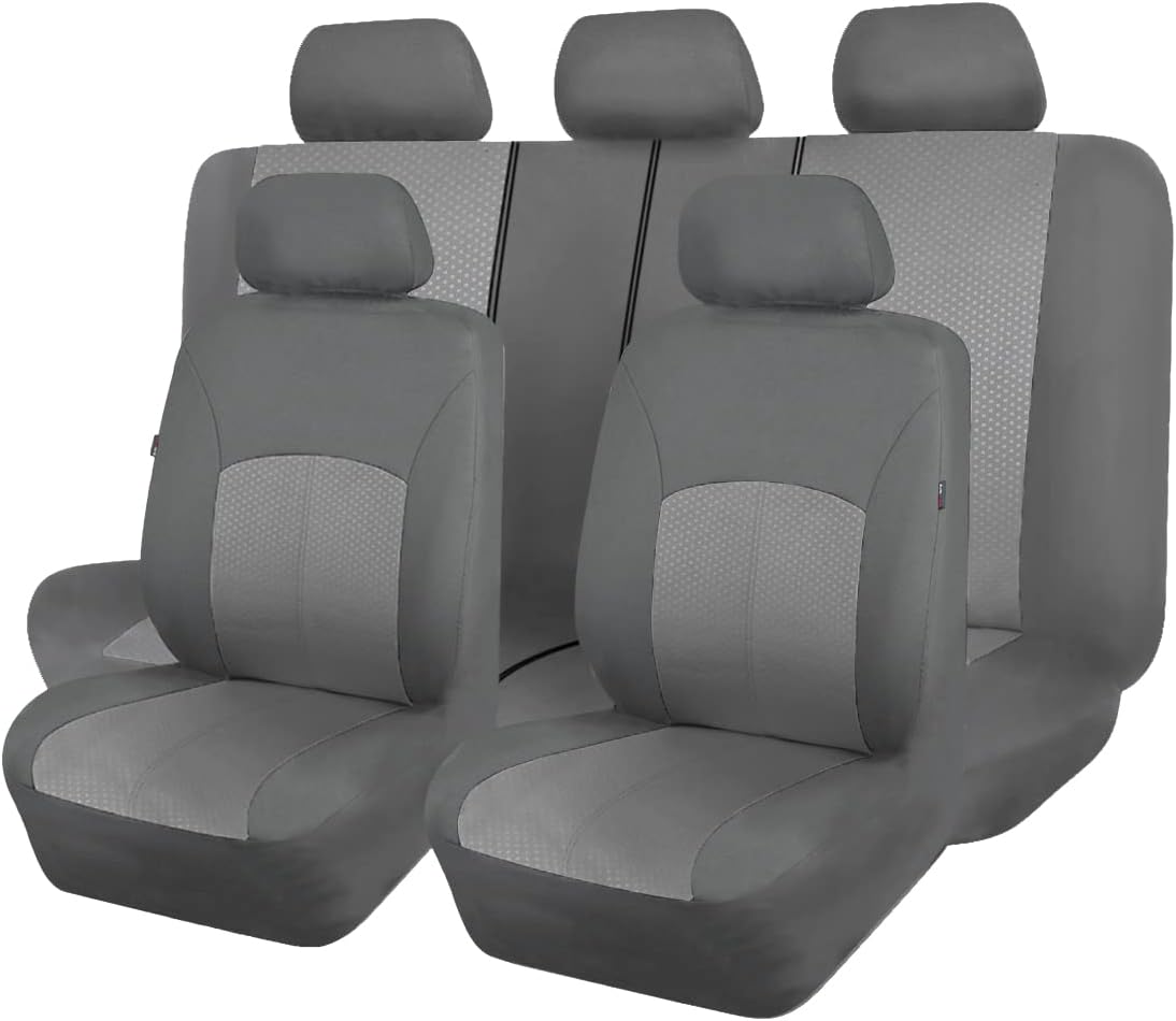 Flying Banner car seat Covers Full Set Protectors hot Stamp Breathable airbag Compatible Rear Bench Split 40/60 50/50 60/40 Easy to Install, Universal Fit for Auto Truck Van SUV (Solid Beige)