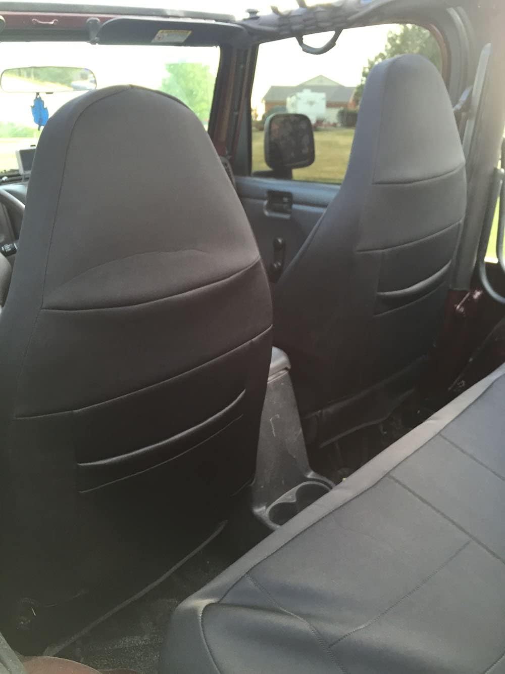 GEARFLAG Custom Fit Seat Cover for Wrangler TJ 1997-2002 - Full Set Diving Suit Grade Neoprene Waterproof Dirtproof - Ultimate Protection for Front and Rear Seats - Gray/Black Design