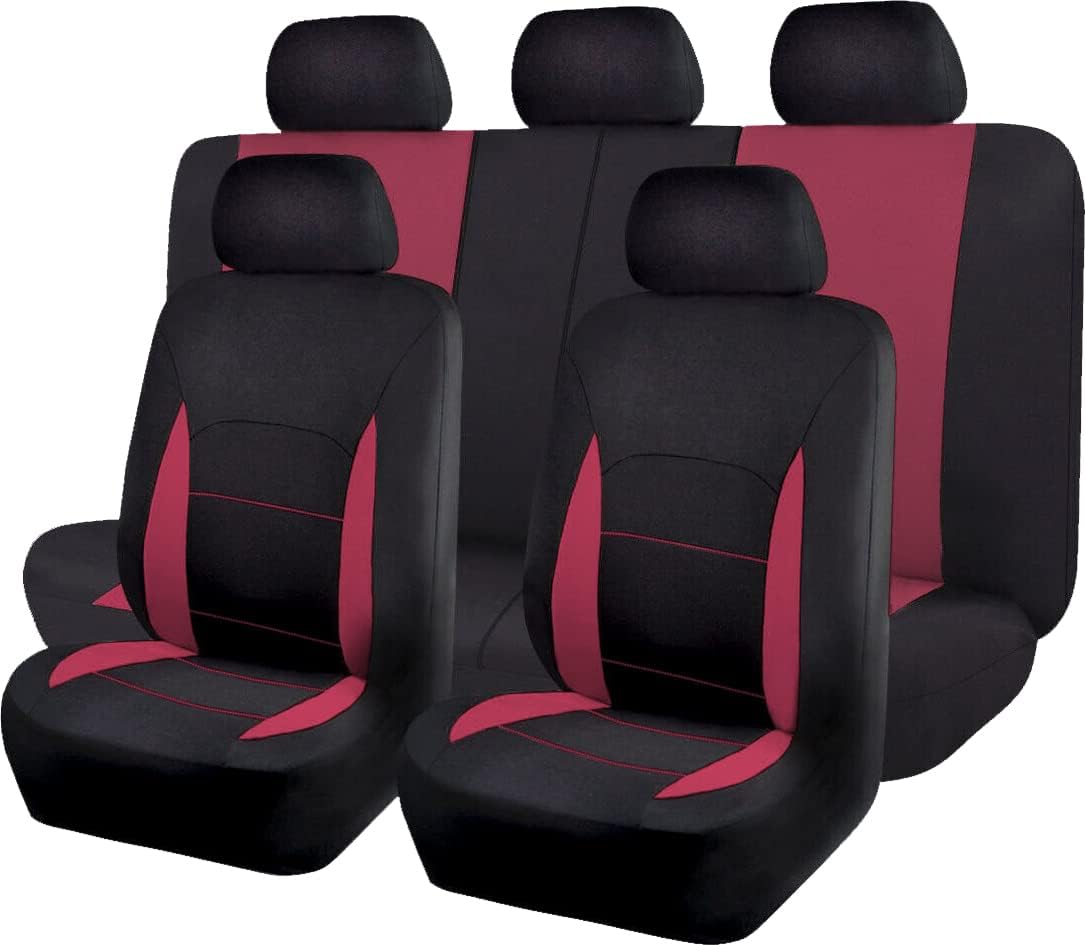 Flying Banner Car Seat Covers Front Seats Rear Bench Polyester Car Seat Protectors Easy Installation Split Rear Bench Classic Man Lady Truck (Comp Set, Pink Black and Light Pink.