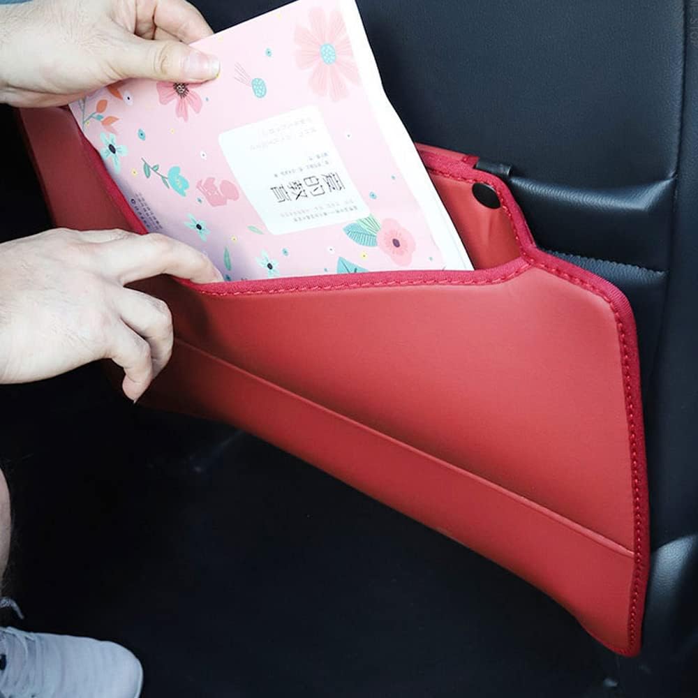 Fit for Tesla Seat Protector Rear Seat Child Kick Protection Premium Microfiber Leather Material(Two Packs) (red)