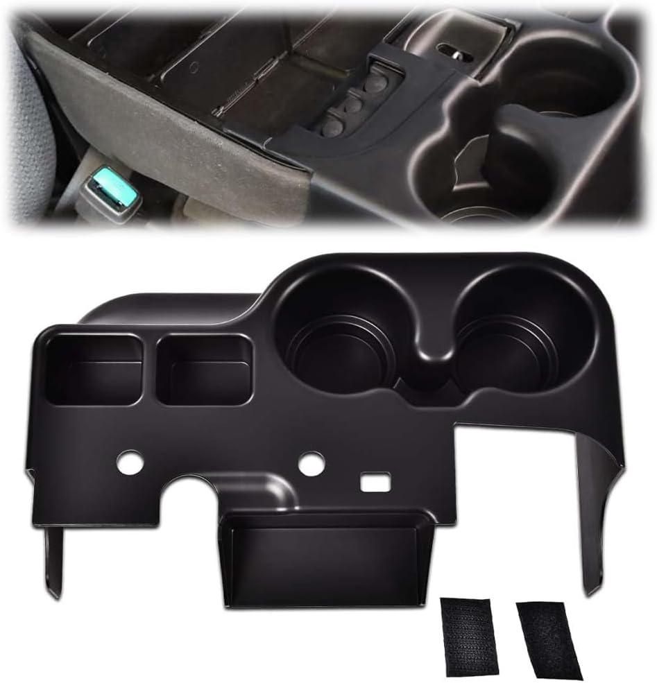 G-PLUS Center Console Cup Holder Insert Compatible with Ford Super Duty F250 F350 F450 1999 2000 2001 Cupholder Black