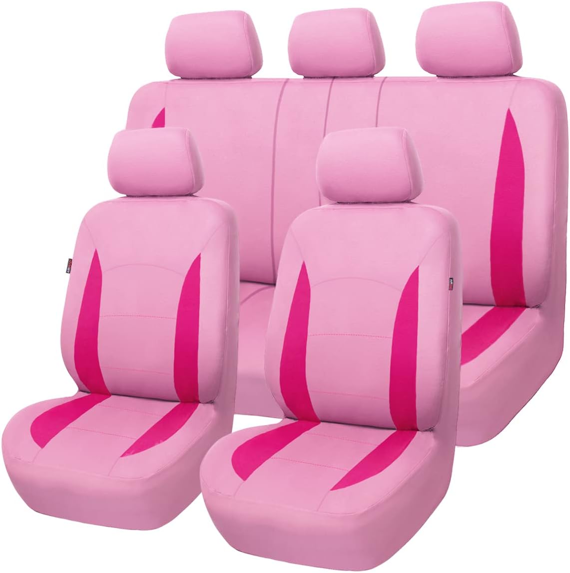 Flying Banner Car Seat Covers Front Seats Rear Bench Polyester Car Seat Protectors Easy Installation Split Rear Bench Classic Man Lady Truck (Comp Set, Pink Black and Light Pink.