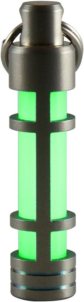 TEC Accessories Embrite Glow Fob - Titanium, Green Embrite Pellet - Glow in the Dark Keychain Accessories - Everyday Carry Key Fob Keychain for Indoor and Outdoor Use, Green, 0.38 x 0.38 x 1.75 inches