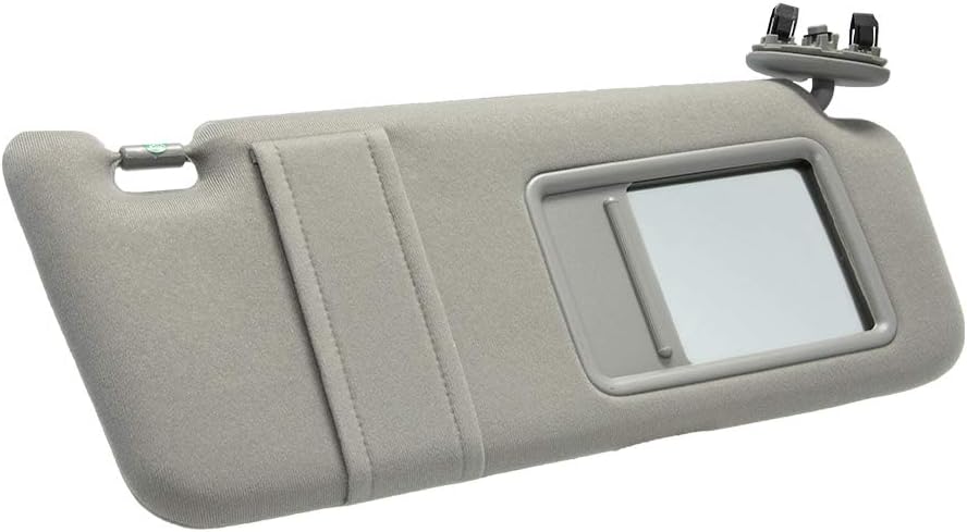 Right Passenger Side Sun Visor Replacement for 2007 2008 2009 2010 2011 Toyota Camry & Camry Hybrid Without Sunroof (Gray)
