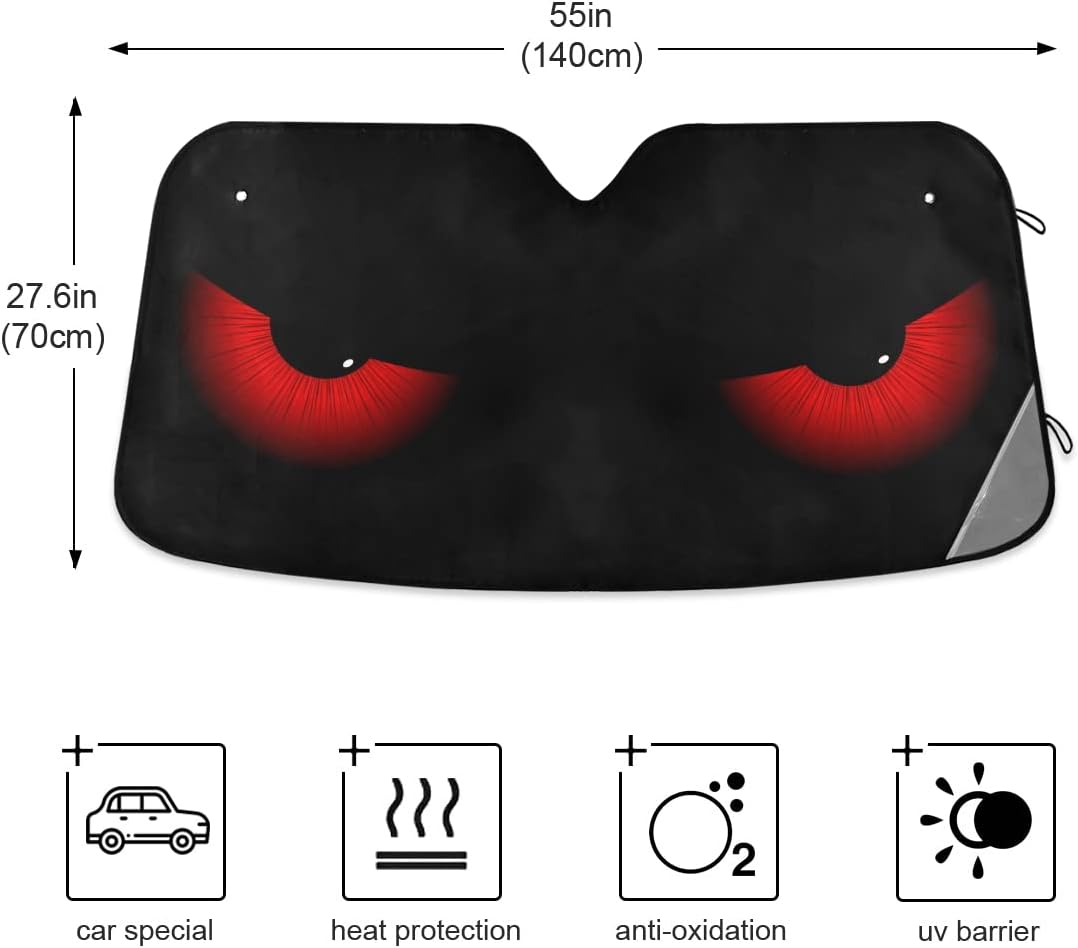 RURUTONG Sun Shades for Car Evil Eyes Car Window Shades 55x27.6 inch Blocks UV Rays Visor Protector Foldable Sun Shield Keeps Your Vehicle Cool 20151952
