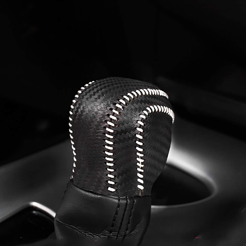 Car Genuine Leather Gear Shift Cover Carbon Fiber Pattern Gear Shift Knob Cover for Toyota C-HR 2018 2019