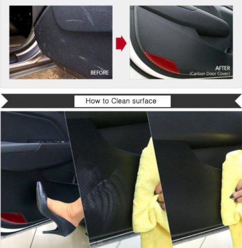 Aoneparts Carbon Fabric Inside Door Panel Protect Cover 4pcs for 2010~2013 Kia Soul