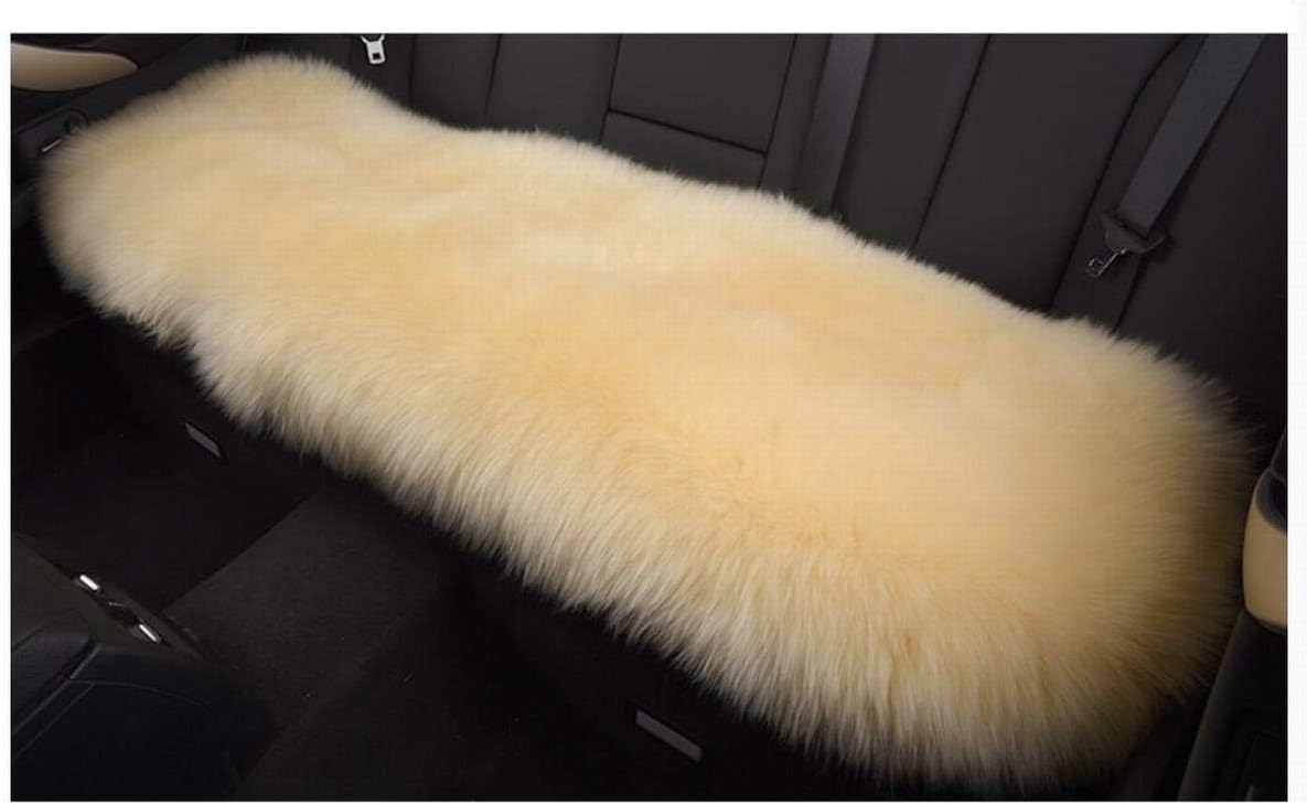 Sisha-A Winter Warmth: Universal Sheepskin Seat Cushion Cover - Natural Wool, for Cars, Trucks, SUVs & Vans - Cozy & Stylish Driving Companion Rear Beige Yellow