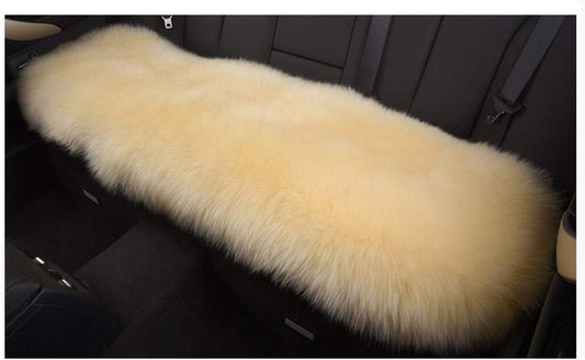 Sisha-A Winter Warmth: Universal Sheepskin Seat Cushion Cover - Natural Wool, for Cars, Trucks, SUVs & Vans - Cozy & Stylish Driving Companion Rear Beige Yellow