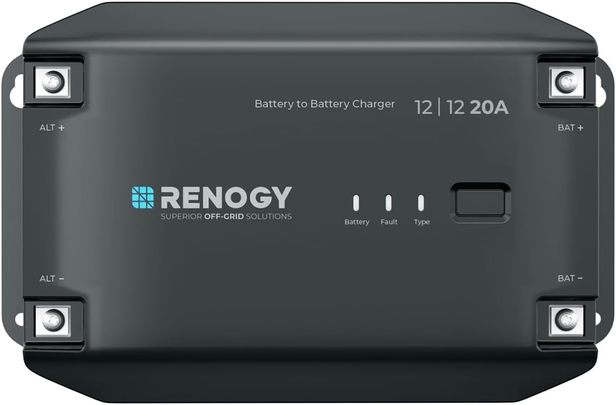 RENOGY 12V 20A DC to DC Battery Charger, for AGM, Gel, Flooded and Lithium Battery