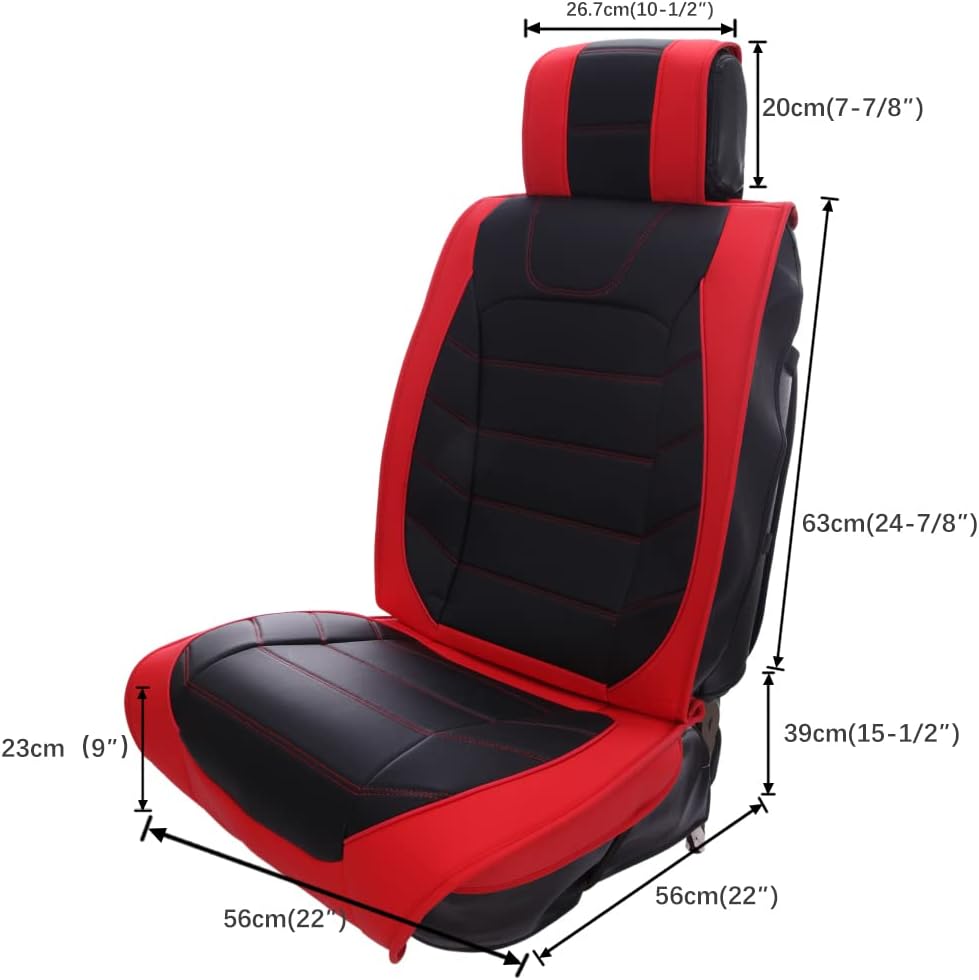 JMTBNO Car Full Set Seat Covers, Luxury Car Protectors, Universal Anti-Slip Driver Seat Cover with Backrest Fit for Most Sedans SUVs Cars Minivans (Red)