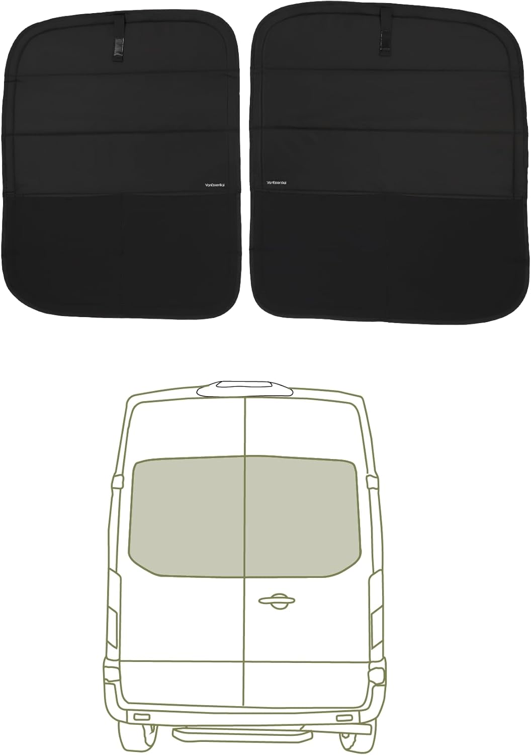 VanEssential Insulated Blackout Crew Window Cover Designed for Ford Transit Van Year 2015 to Current with NO Plastic Trim - Cool Gray
